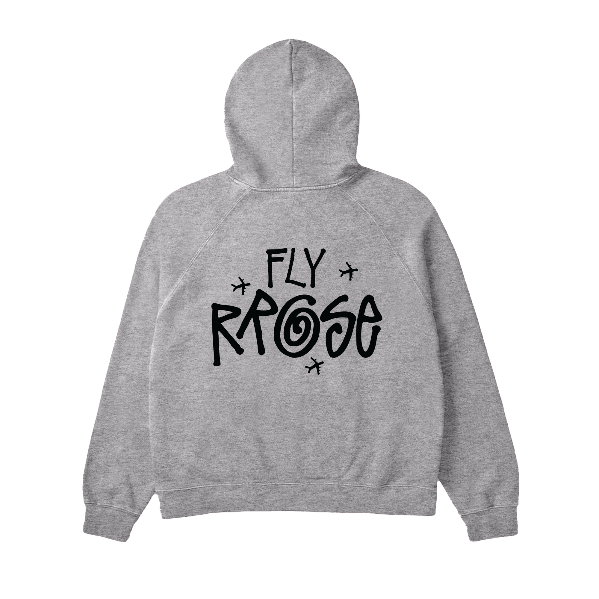 FLY RROSE LOGO HEAVYWEIGHT HOODIE - (HEATHER GREY)
