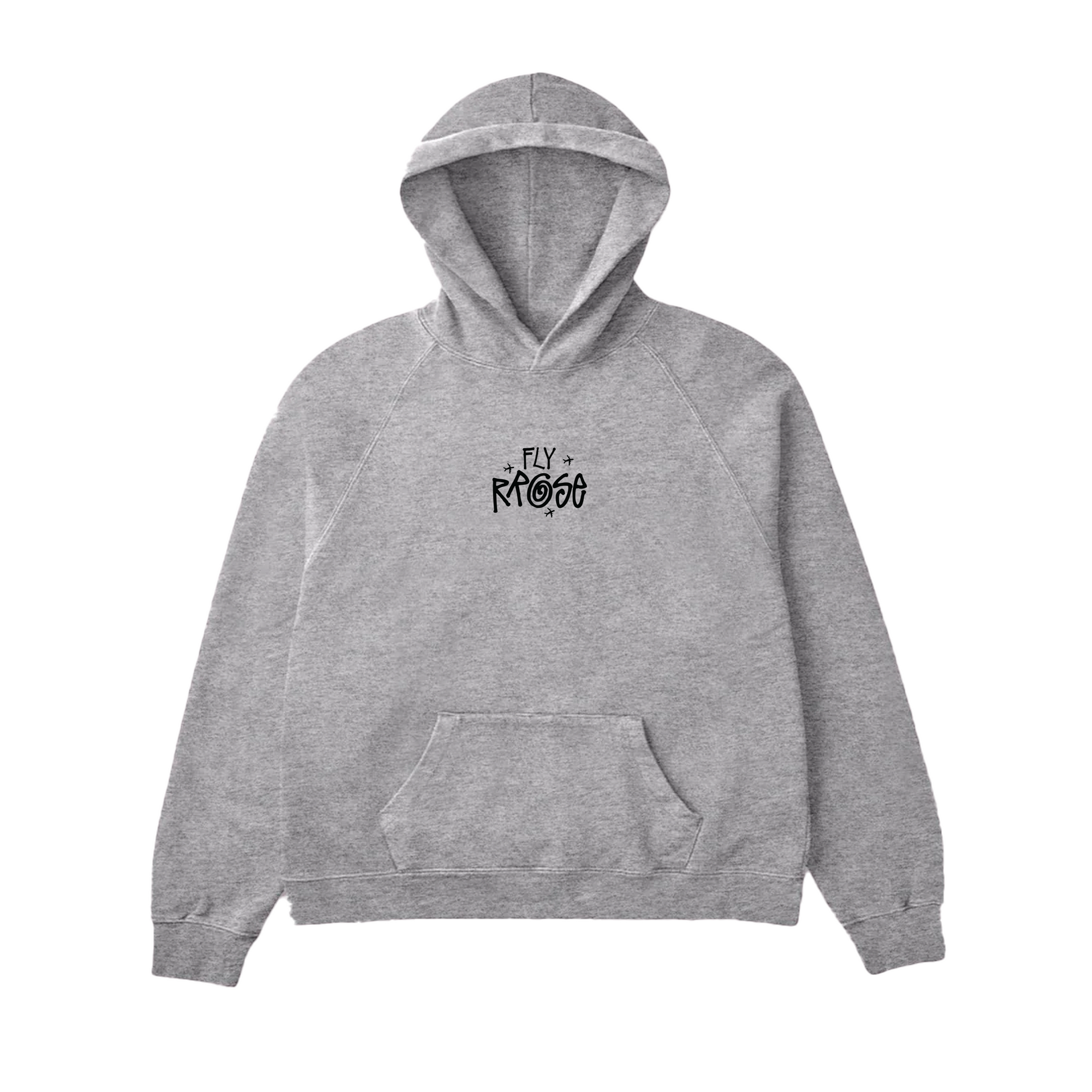 FLY RROSE LOGO HEAVYWEIGHT HOODIE - (HEATHER GREY)