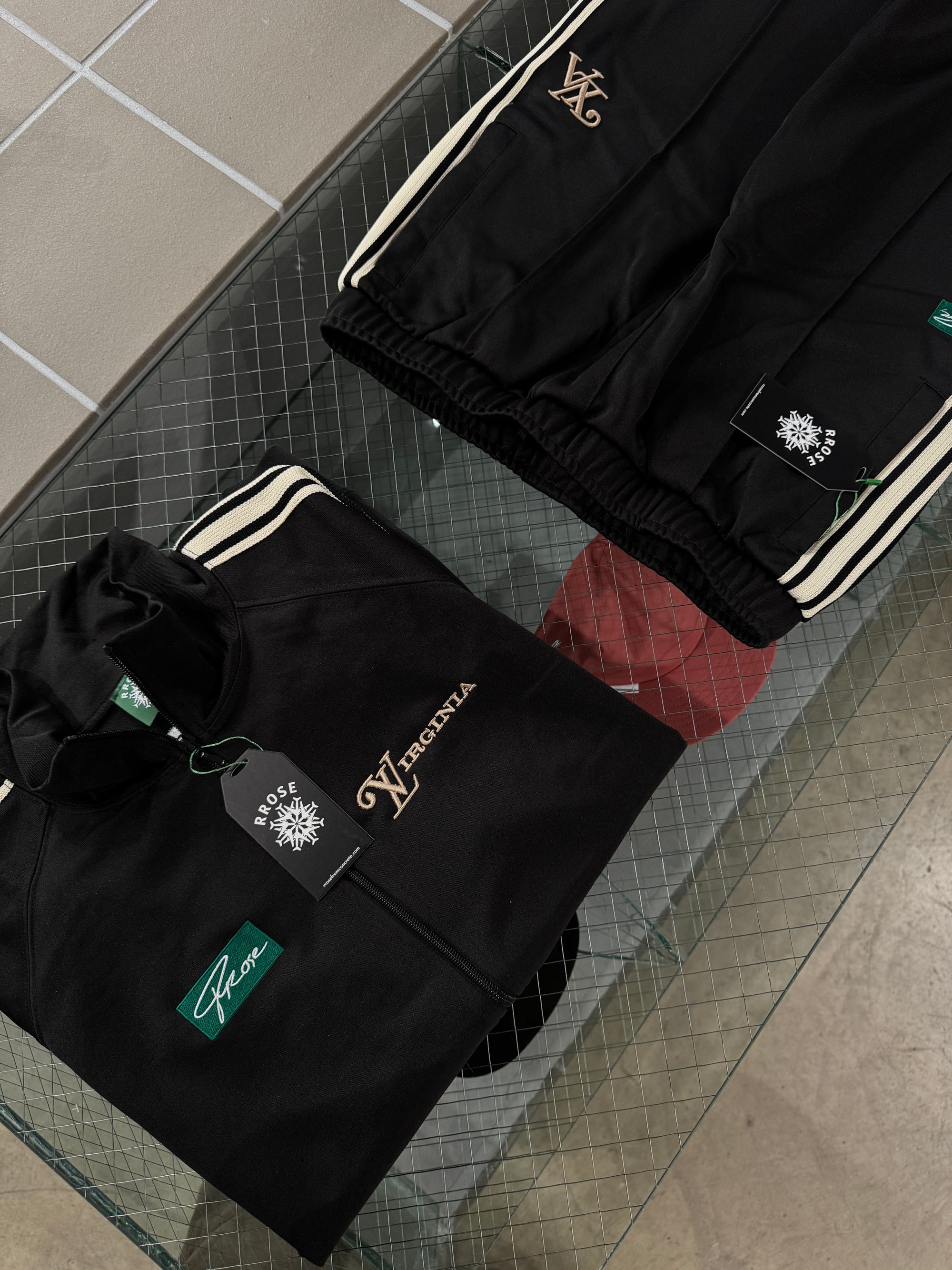 LOVE VIRGINIA PREMIUM HEAVYWEIGHT TRACK JACKET - (BLACK/CREAM)