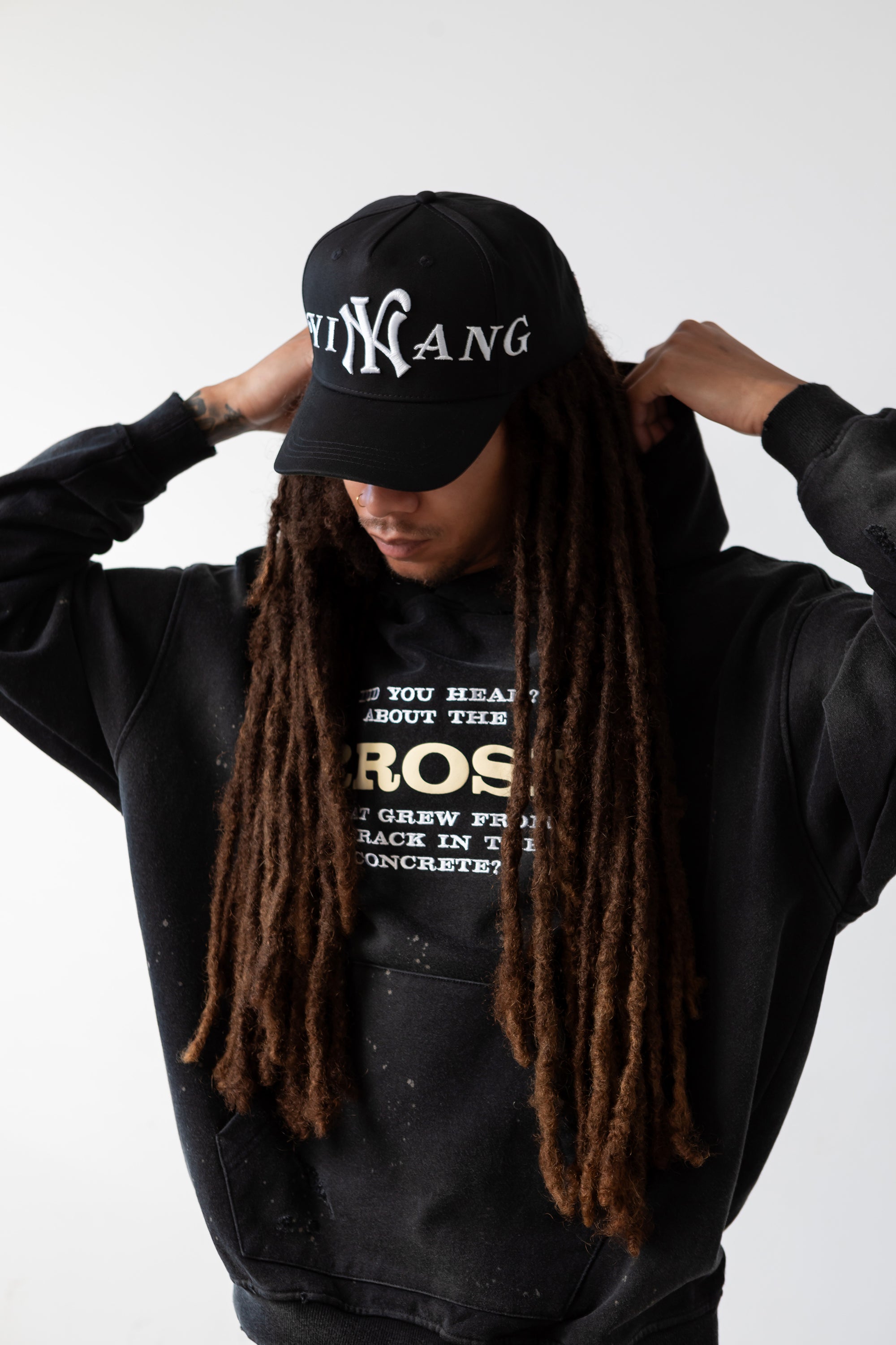YIN YANG A-FRAME 5 PANEL HAT - (PHANTOM BLACK)