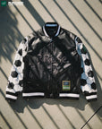 PELE PREMIUM LEATHER VARSITY JACKET - (PHANTOM BLACK)
