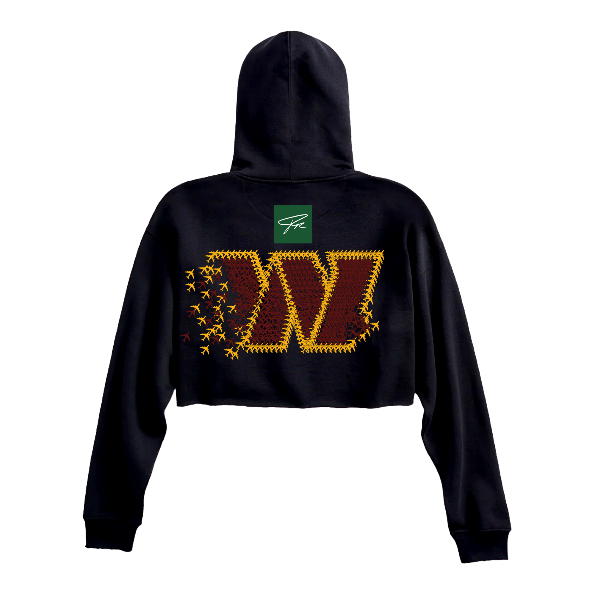 HAIL DMV RAW EDGE WOMEN'S CROP HOODIE - (PHANTOM BLACK)