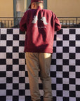 RACE FLAG HEAVYWEIGHT CREWNECK MAROON