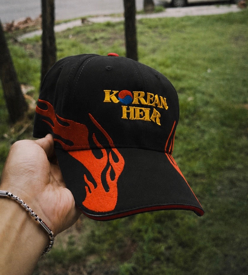KOREAN HEIR FLAME HAT - (BLACK/RED)