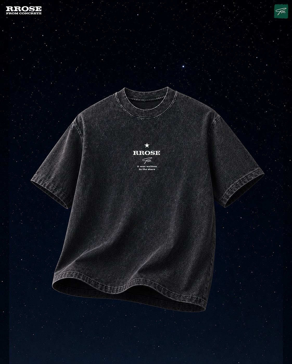 RROSE WRITTEN IN THE STARS HEAVYWEIGHT SHIRT - (MINERAL WASH VINTAGE BLACK)