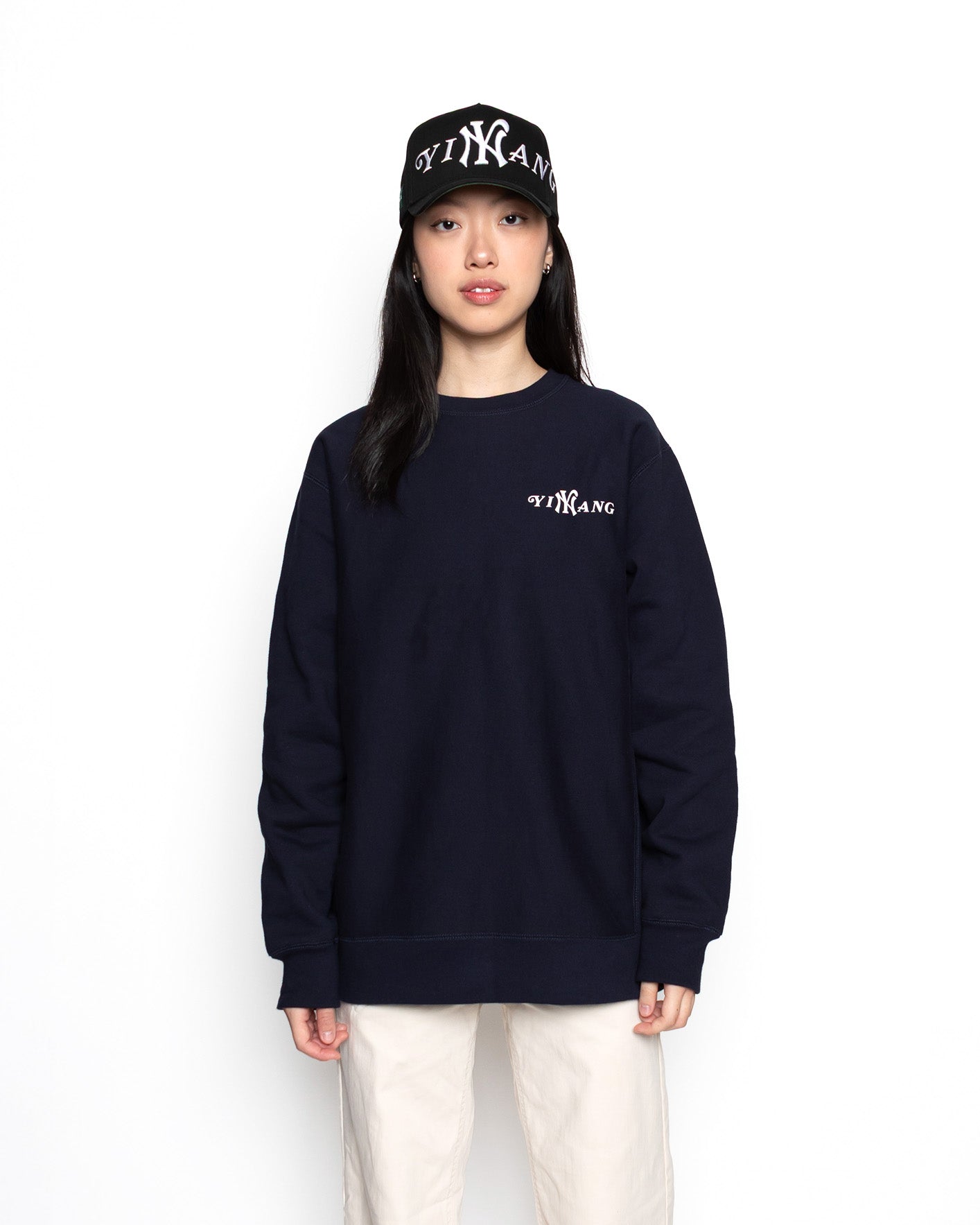 YIN YANG HEAVYWEIGHT CREWNECK - (NYC NAVY)