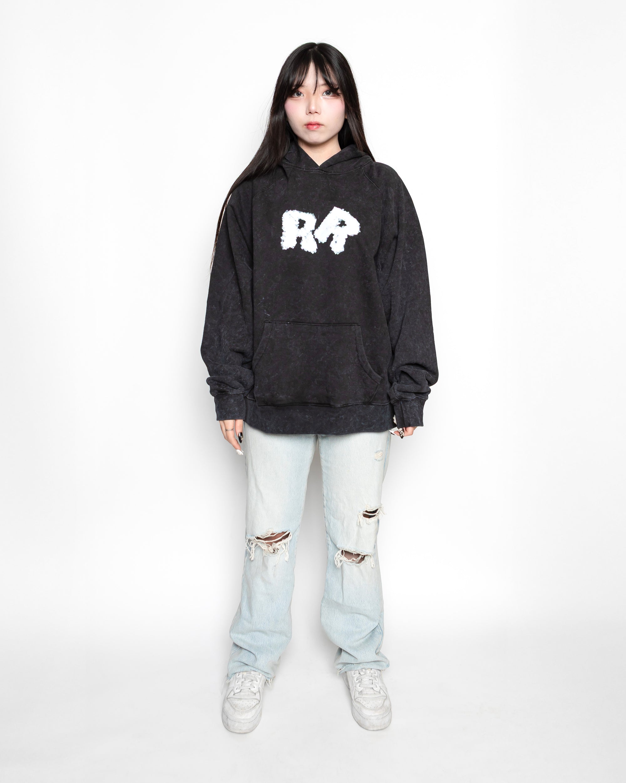 KOREAN HEIR CLOUDS HEAVYWEIGHT HOODIE - (ACID WASH BLACK)