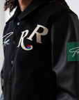 YIN YANG PREMIUM LEATHER VARSITY JACKET - (PHANTOM BLACK)