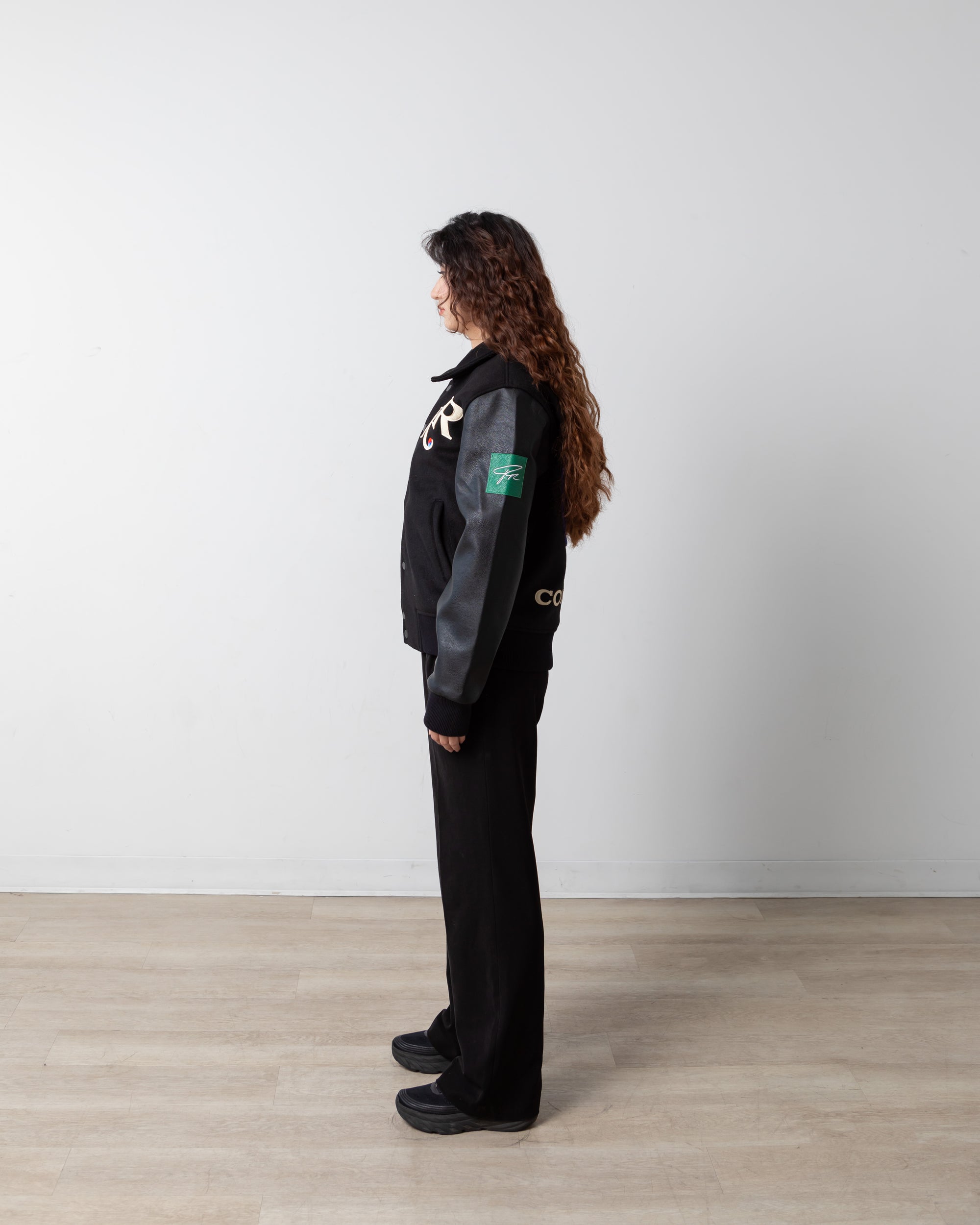 YIN YANG PREMIUM LEATHER VARSITY JACKET - (PHANTOM BLACK)