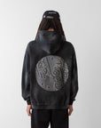 YIN YANG DISTRESSED HEAVYWEIGHT COZY HOODIE - (BLACK OUT)