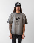 DISPERSED YIN YANG DISTRESSED HEAVYWEIGHT SHIRT - (FADED GREY)