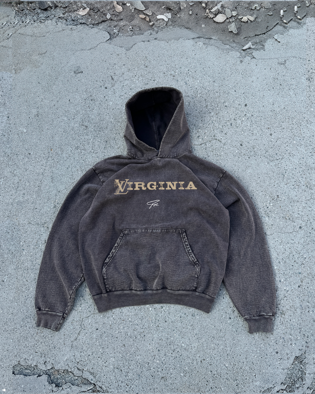 LOVE VIRGINIA HEAVYWEIGHT PREMIUM HOODIE - (MINERAL WASH CHOCOLATE) *ONLINE EXCLUSIVE*