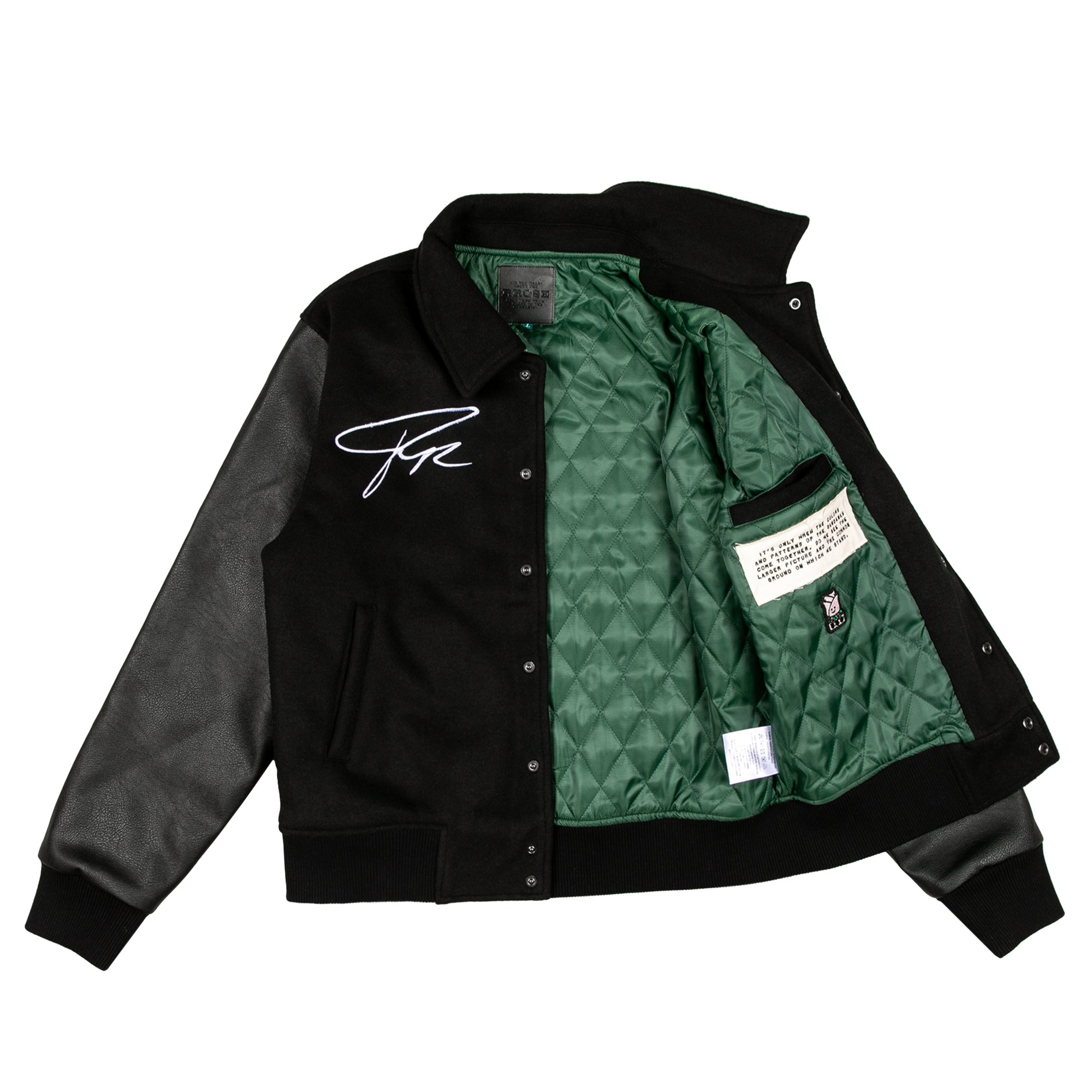 YIN YANG PREMIUM LEATHER VARSITY JACKET - (PHANTOM BLACK)