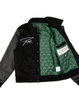 YIN YANG PREMIUM LEATHER VARSITY JACKET - (PHANTOM BLACK)