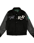 YIN YANG PREMIUM LEATHER VARSITY JACKET - (PHANTOM BLACK)