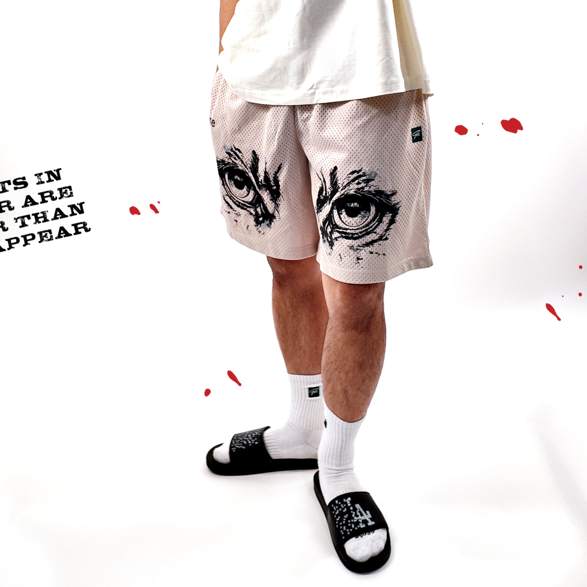 EYE OF THE TIGER HEAVYWEIGHT MESH SHORTS - (LIGHT TAN)