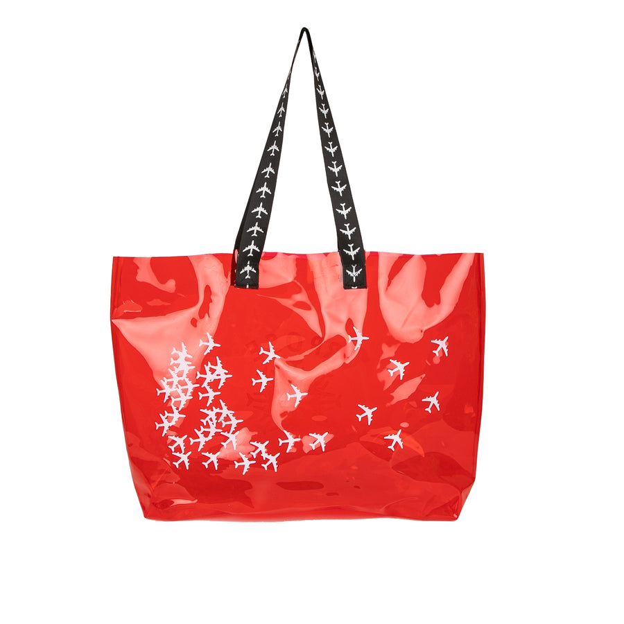 RROSE AIRLINES TOTE BAG - (BRIGHT RED)