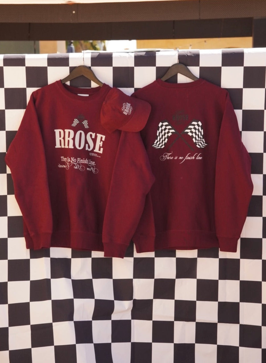 RACE FLAG HEAVYWEIGHT CREWNECK MAROON