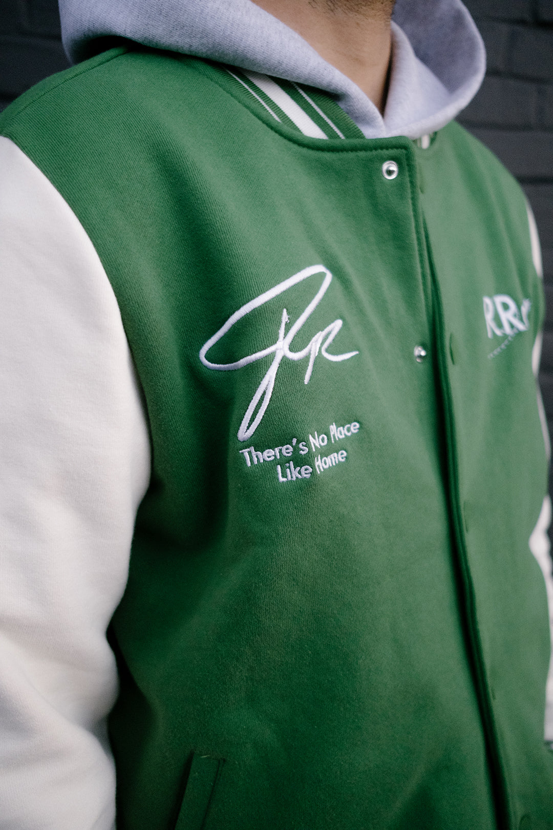 THERE'S NO PLACE LIKE HOME VARSITY JACKET - NYC GREEN